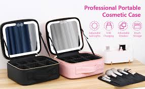 Estuche de Cosméticos Con Espejo Led Recargable