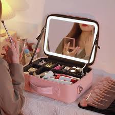Estuche de Cosméticos Con Espejo Led Recargable
